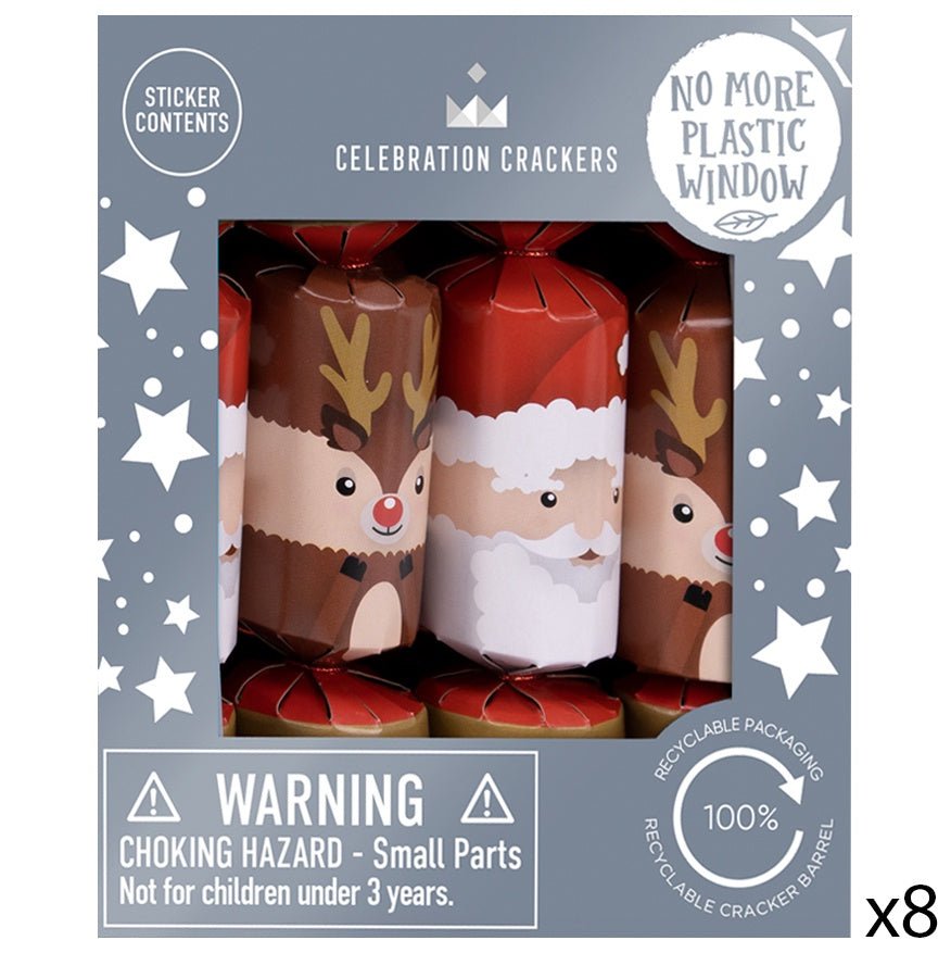 Buy Santa and Reindeer Mini Christmas Crackers 8pk by Paperie - at White Doors & Co