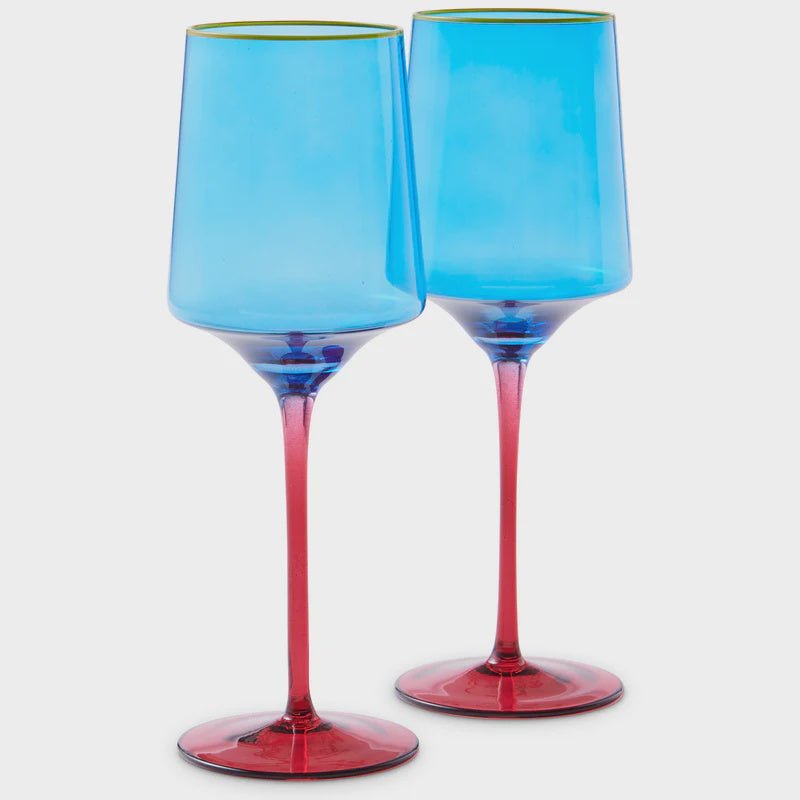 Buy Sapphire Delight Vino Glass 2P Set by Kip & Co - at White Doors & Co