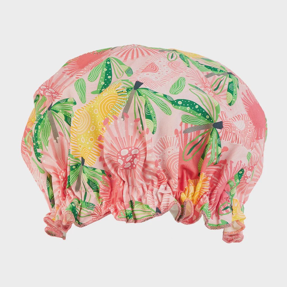 Buy Shower Cap - Cotton - Pink Banksia by Annabel Trends - at White Doors & Co
