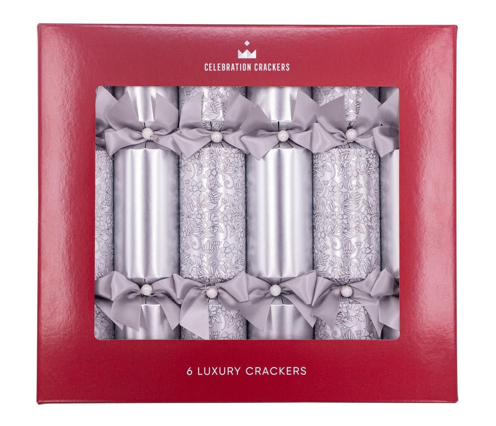 Buy Silver Blossom Christmas Crackers 6PK by Paperie - at White Doors & Co
