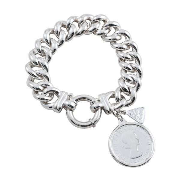 Buy SILVER MEDIUM MAMA BOLT BRACELET WITH FLORIN by Von Treskow - at White Doors & Co