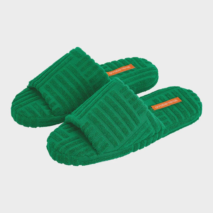 Buy Slipper - Terry Slide - Green by Annabel Trends - at White Doors & Co