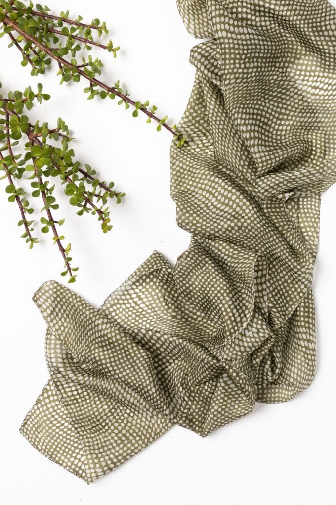 Buy Spot Silk Scarf Olive by Indus Design - at White Doors & Co