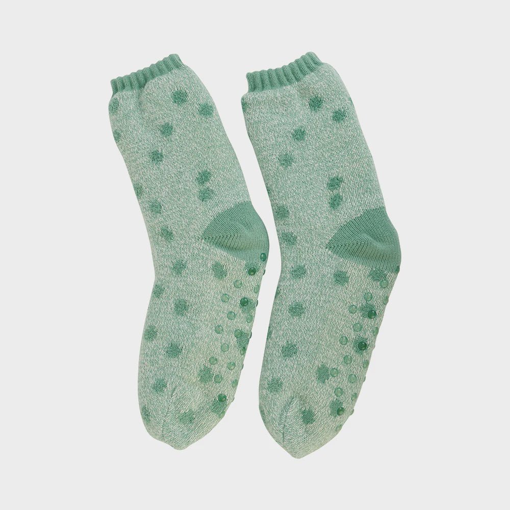 Buy Spotty Bed Socks -Dark Sage by Annabel Trends - at White Doors & Co