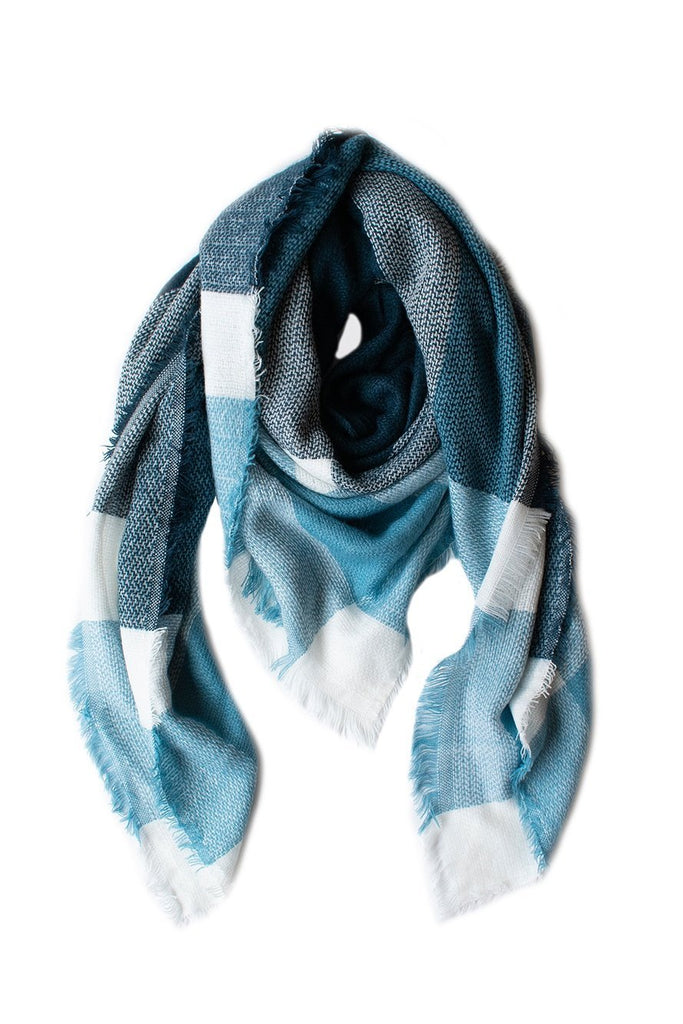 Buy Square Jacquard Scarf Indigo/T by Indus Design - at White Doors & Co