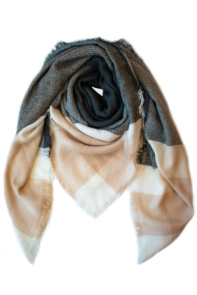 Buy Square Jacquard Scarf Sand/Smo by Indus Design - at White Doors & Co