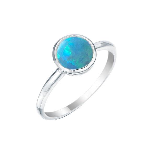 Buy SS 8mm Round Czelline Opal Blue -Ring (O) by Von Treskow - at White Doors & Co