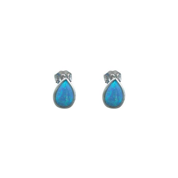 Buy SS Pear Shaped Czelline Opal Studs -Blue by Von Treskow - at White Doors & Co