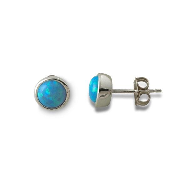 Buy SS Round Celline Blue Opal Studs (6MM) by Von Treskow - at White Doors & Co