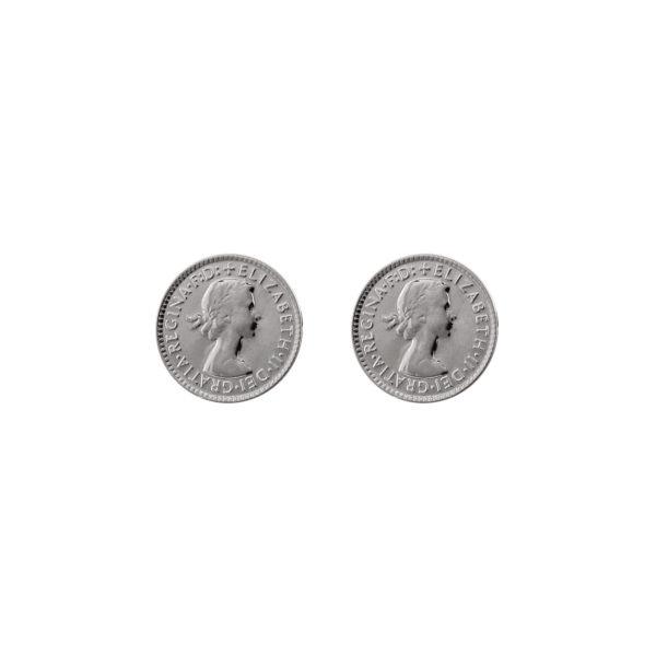 Buy SS Three Pence Stud Earrings by Von Treskow - at White Doors & Co