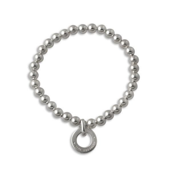 Buy Sterling Silver Ball Stretchy Bracelet with VT Disc (6MM) by Von Treskow - at White Doors & Co