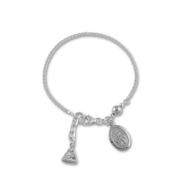 Buy Sterling Silver Box Chain With St Christopher Medal by Von Treskow - at White Doors & Co