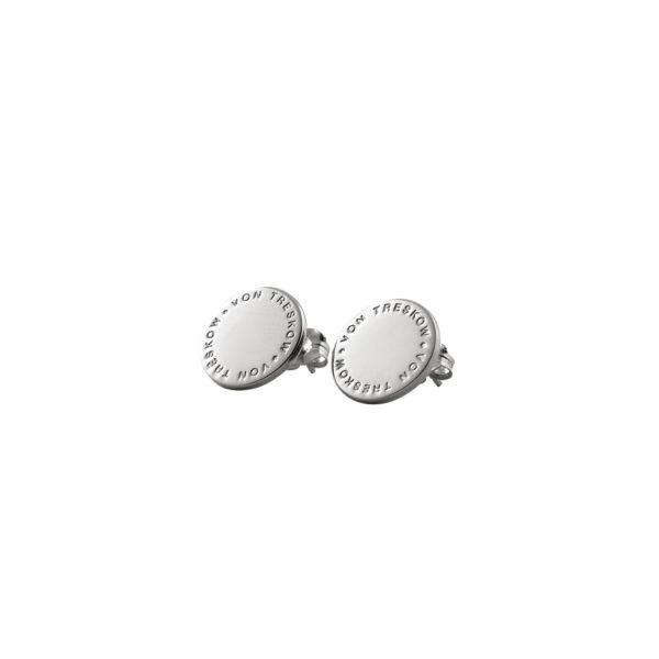 Buy Sterling Silver Circular Text Plate Studs by Von Treskow - at White Doors & Co