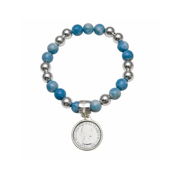 Buy Sterling Silver & Larimar Ball Bracelet by Von Treskow - at White Doors & Co