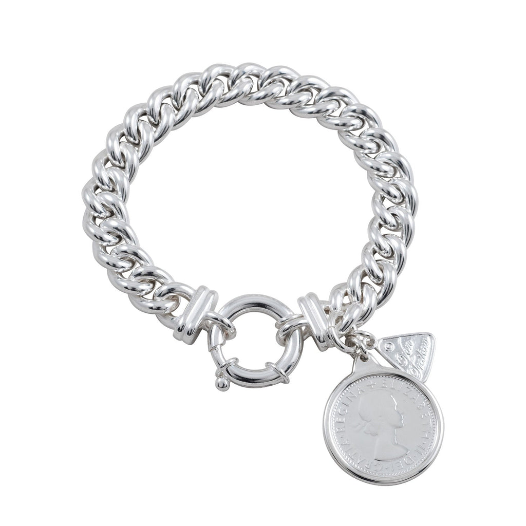 Buy Sterling Silver Small Mama Bracelet - Shilling Coin by Von Treskow - at White Doors & Co