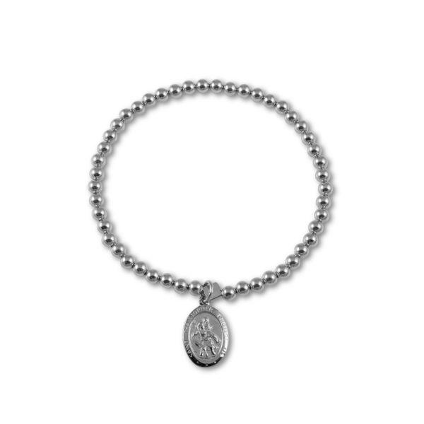 Buy Sterling Silver Stretchy St Christopher Bracelet by Von Treskow - at White Doors & Co