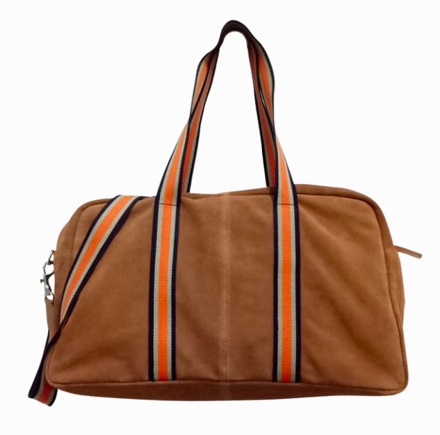 Buy Suede Duffel Bag - Camel by Ju Ju and Co - at White Doors & Co