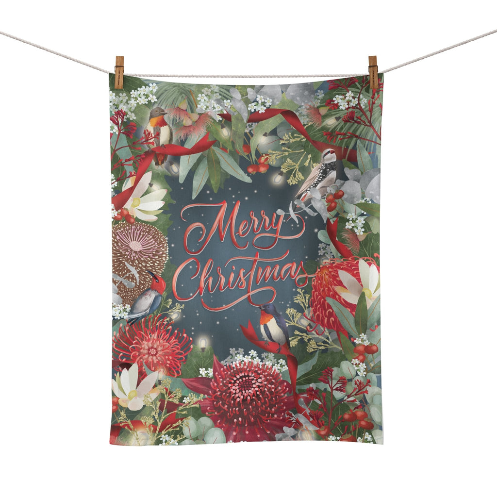 Buy Tea Towel Bush Blooms Christmas by La La Land - at White Doors & Co