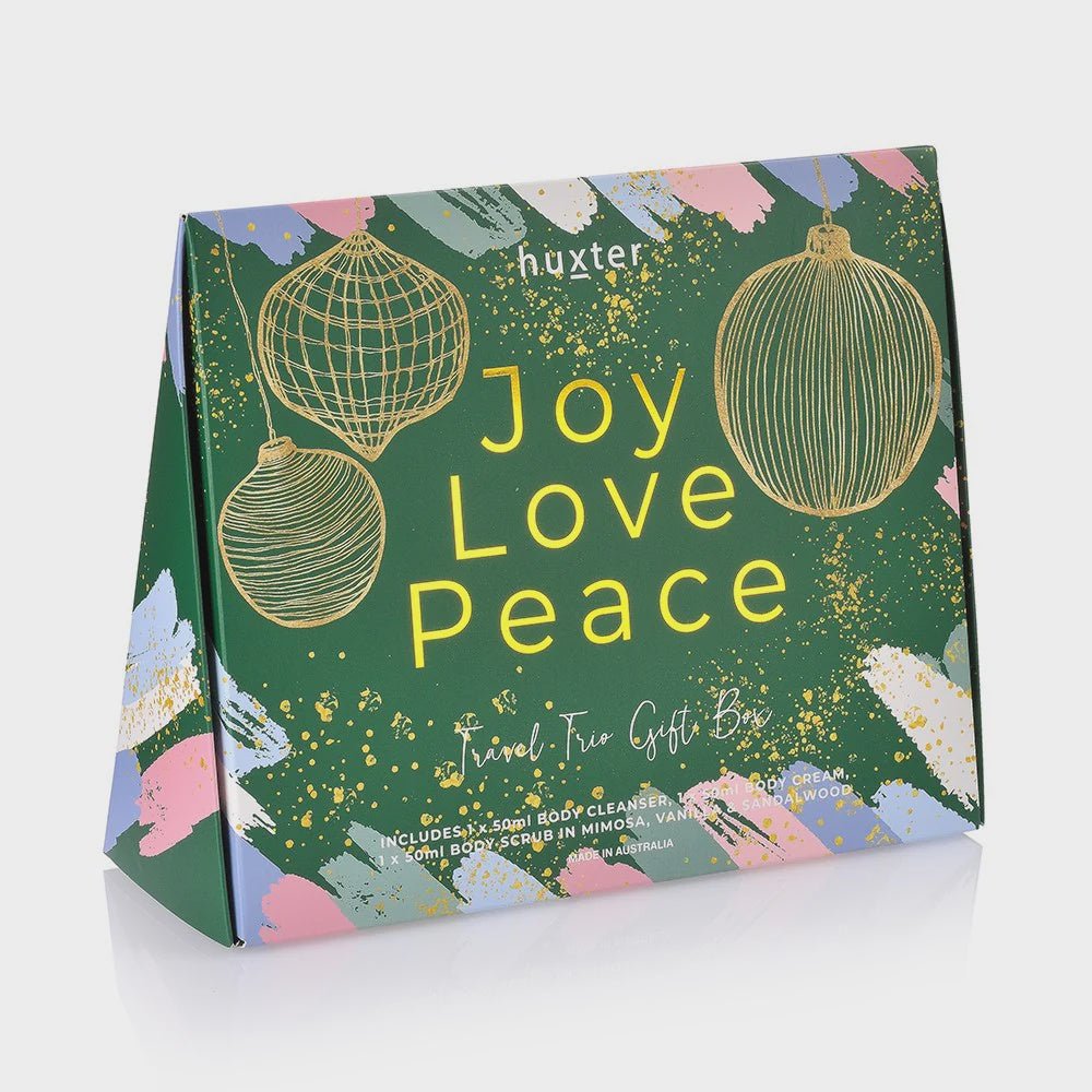Buy Travel Trio - 'Joy Love Peace' - Green Xmas Baubles by Huxter - at White Doors & Co