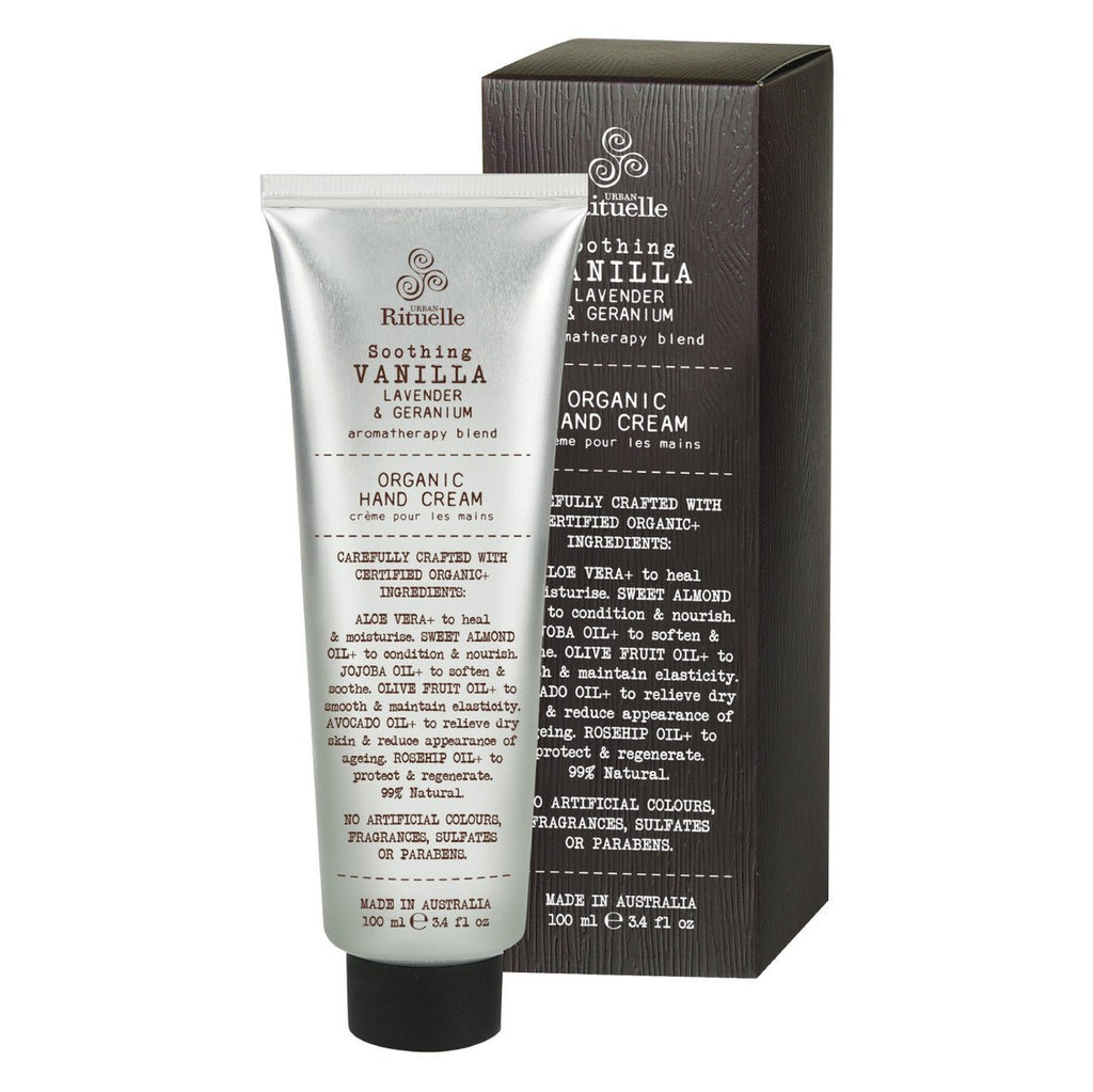 Buy Vanilla, Lavender & Geranium Organic Hand Cream by Urban Rituelle - at White Doors & Co