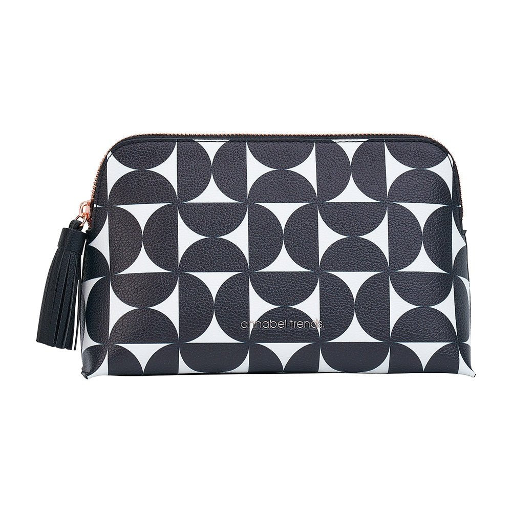 Buy Vanity Bag -Black & White Geometric - ( M ) by Annabel Trends - at White Doors & Co