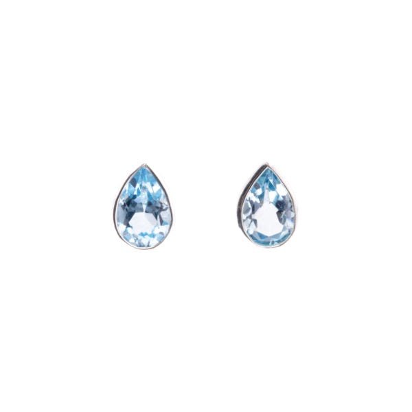 Buy VT Blue Topaz Pear Cushion Studs by Von Treskow - at White Doors & Co