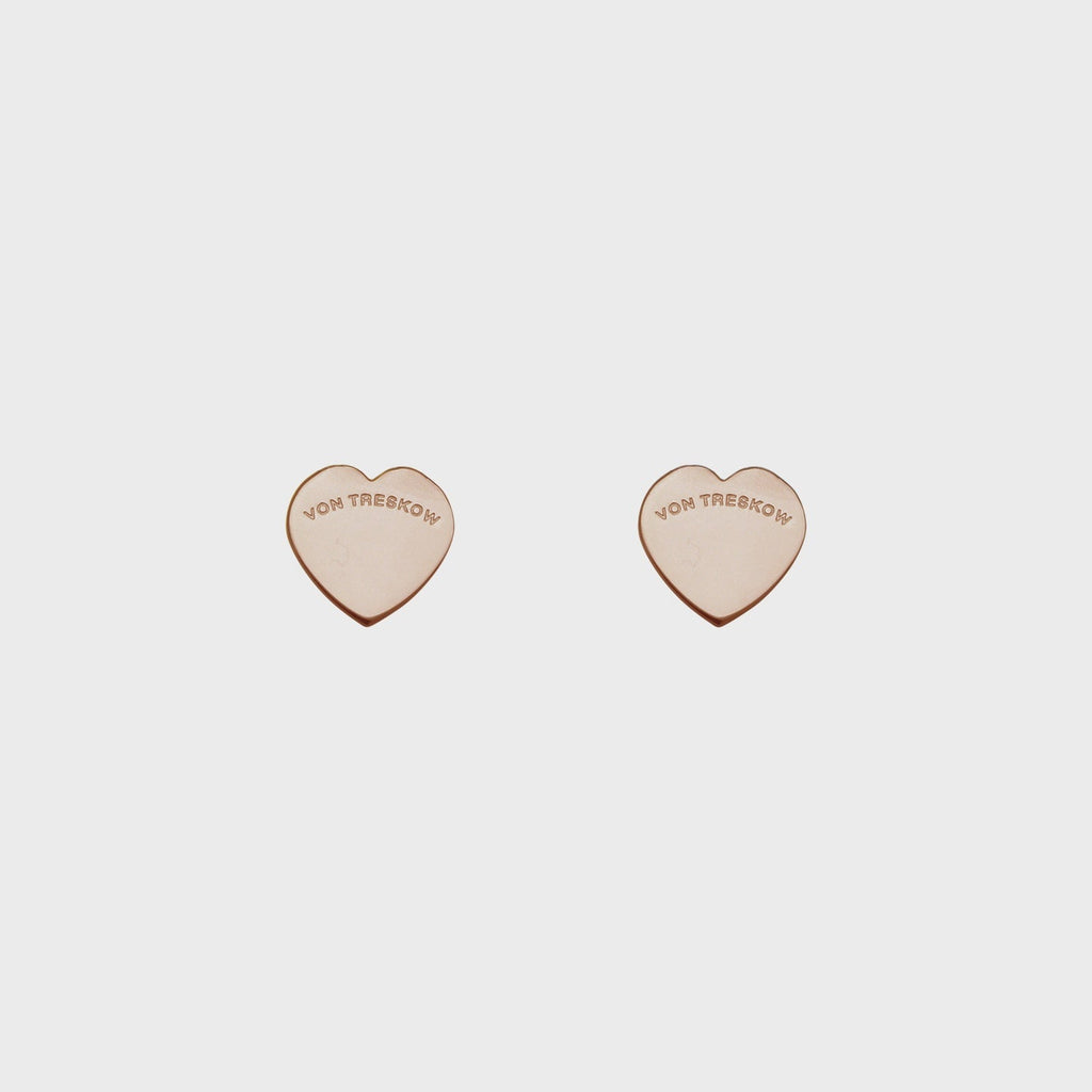 Buy VT Flat Heart Studs - Rose Gold by Von Treskow - at White Doors & Co