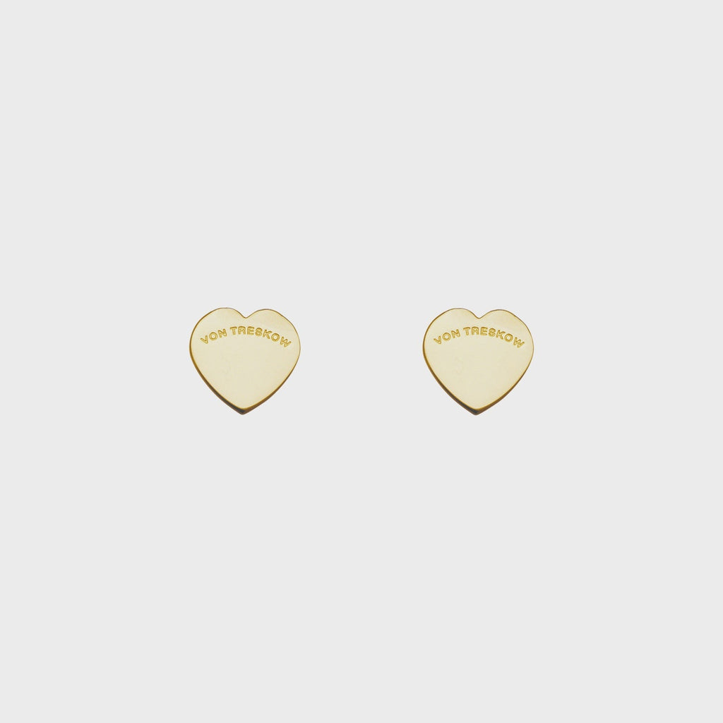 Buy VT Flat Heart Studs - Yellow Gold by Von Treskow - at White Doors & Co