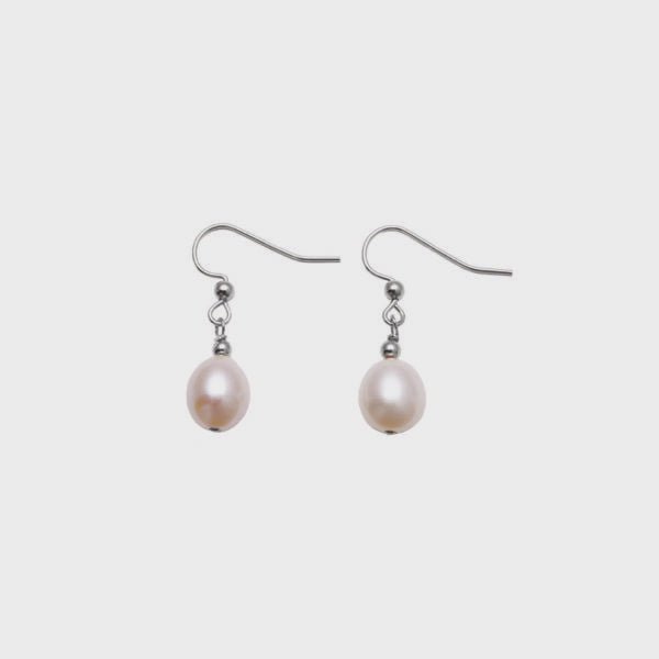 Buy VT Sterling Silver Pearl Earrings by Von Treskow - at White Doors & Co