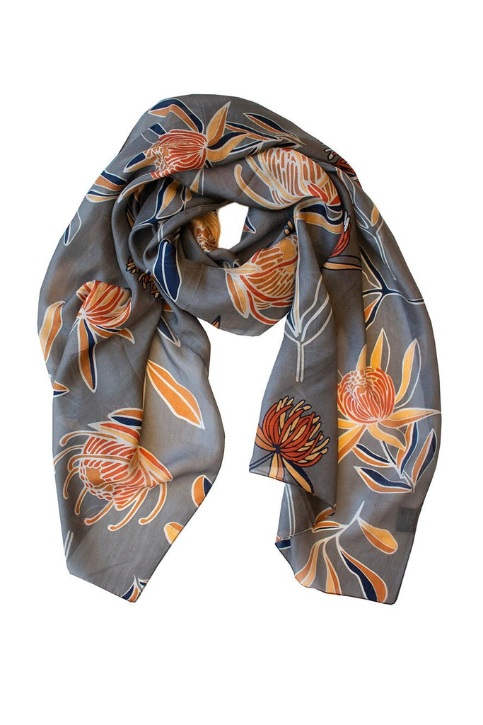 Buy Waratah Scarf Storm/Chilli/Tan by Indus Design - at White Doors & Co