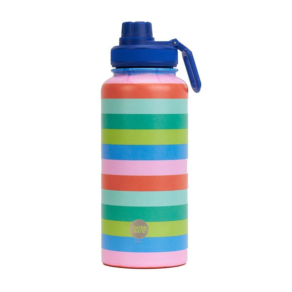 Buy Watermate Drink Bottle – Stainless Steel – Bright Stripe– 950ml by Annabel Trends - at White Doors & Co