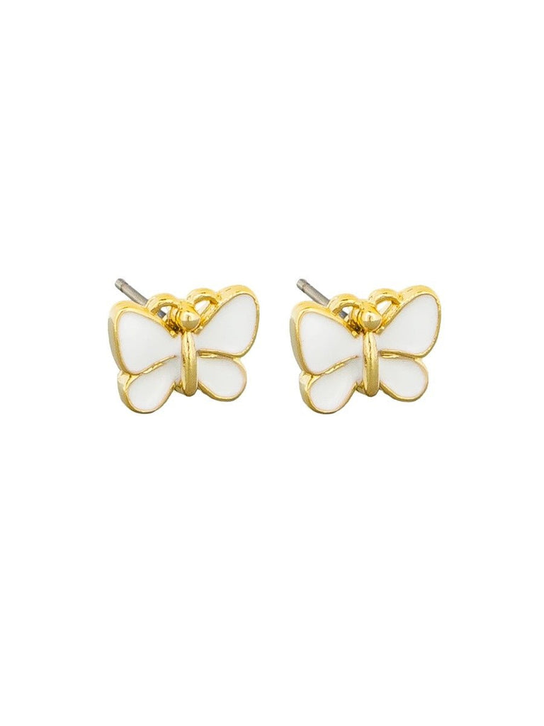 Buy White Enamel Butterfly Studs by Tiger Tree - at White Doors & Co